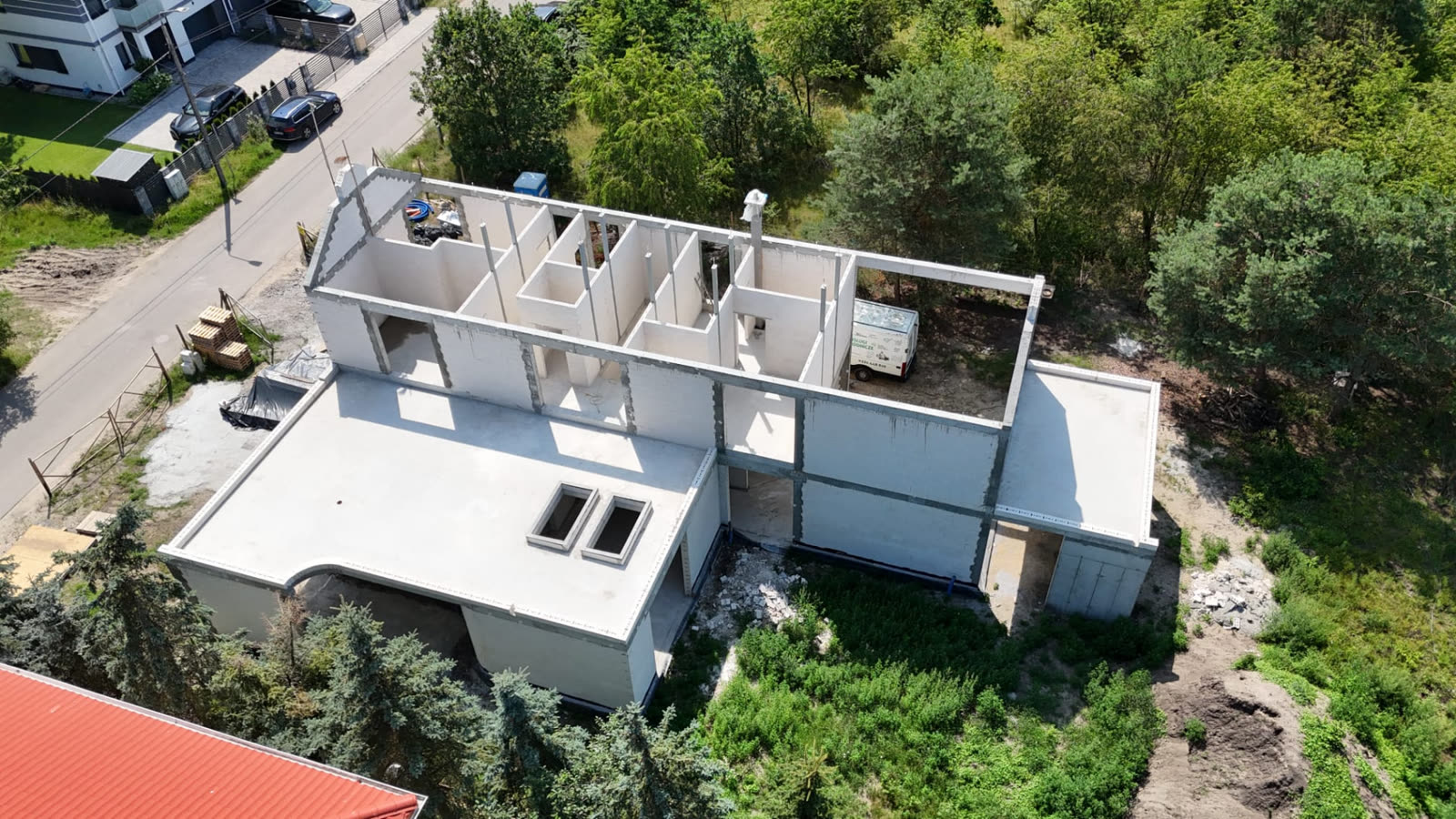 Dom Józefów – realizacja Kryzma — perspektywa na ściany parteru i taras